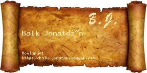 Balk Jonatán névjegykártya